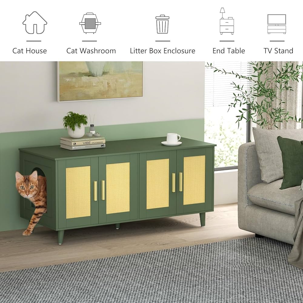 Amazon.com : Homhedy Boho Cat Litter Box Enclosure for 2